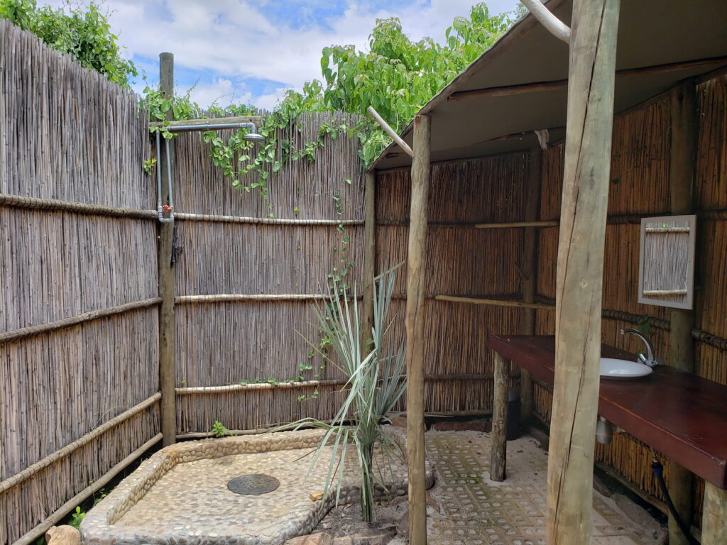 Shower at Lazy River Camp Okavango delta